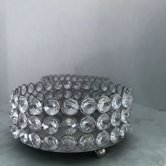 Wine Coasters Set Of 2 From Z Gallerie Clear Faceted Rhinestone Bling 6"x2.5" - Picture 10 of 16